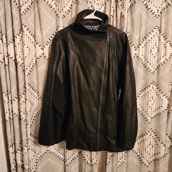 Faux Leather Moto Jacket 4X - Picture 1 of 5